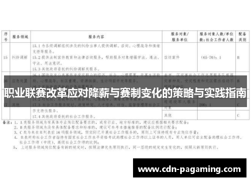 职业联赛改革应对降薪与赛制变化的策略与实践指南 职业联赛改革应对降薪与赛制变化的策略与实践指南
